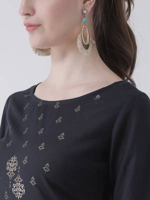 Blue printed cotton kurti 5