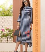 Blue Embroidered Rayon Ethnic Kurtis