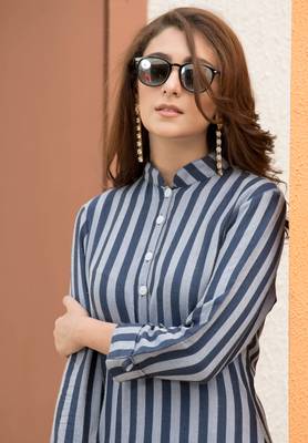 Blue Embroidered Rayon Ethnic Kurtis 2