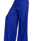 Blue Solid Flared Palazzo