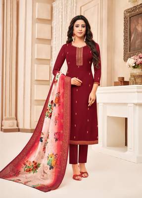 Designer Maslin Silk Semi-Stitched Salwar Suit 1