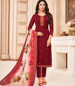 Designer Maslin Silk Semi-Stitched Salwar Suit
