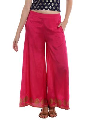 Pink Palazzo Pant With Print 1