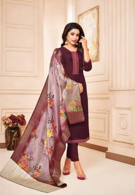Designer Maslin Silk Semi-Stitched Salwar Suit 1