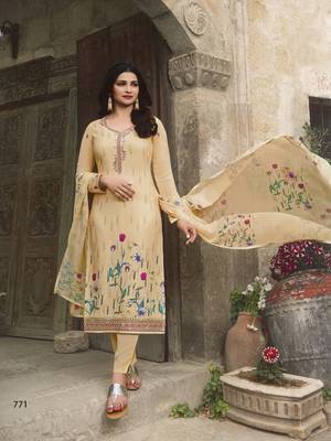 Beige embroidered crepe salwar 1