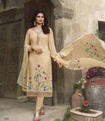 Beige embroidered crepe salwar