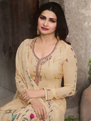 Beige embroidered crepe salwar 2