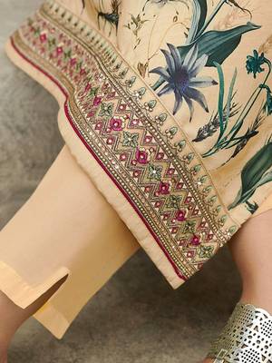 Beige embroidered crepe salwar 3