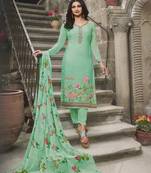 Green embroidered crepe salwar
