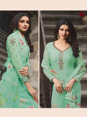 Green embroidered crepe salwar 2