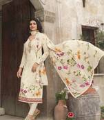 Cream embroidered crepe salwar
