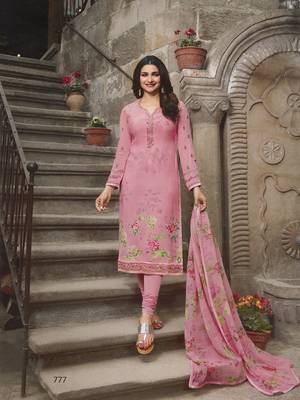 Pink embroidered crepe salwar 1