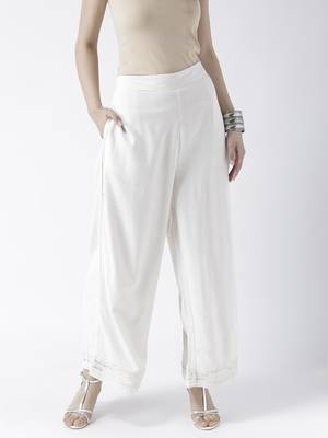Off White Solid Palazzos 1