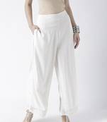 Off White Solid Palazzos
