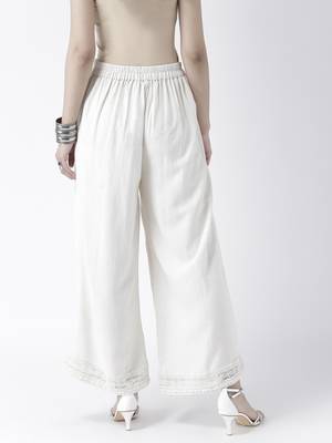 Off White Solid Palazzos 2