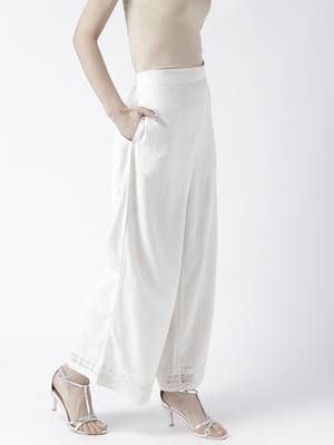 Off White Solid Palazzos 3