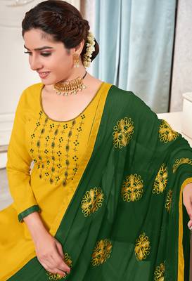 Yellow embroidered cotton salwar 2