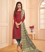 Maroon embroidered cotton salwar