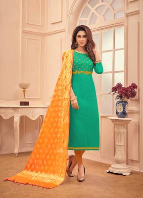 Green embroidered cotton salwar 1