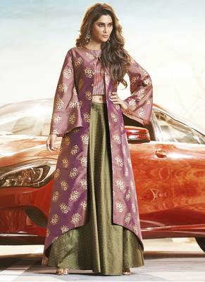 Light Violet Silk Woven Pakistani Kurtis 1