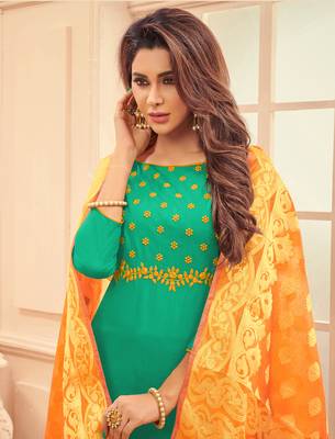 Green embroidered cotton salwar 2