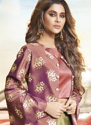 Light Violet Silk Woven Pakistani Kurtis 2