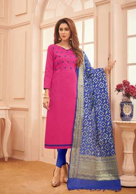 Pink embroidered cotton salwar 1