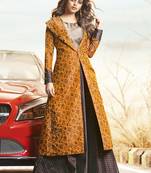 Mustard Jacquard Woven Pakistani Kurtis