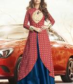 Maroon Jacquard Woven Pakistani Kurtis