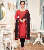 Red embroidered cotton salwar