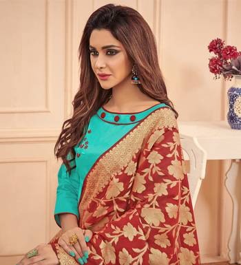 Sea-green embroidered cotton salwar 2