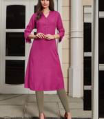 Magenta Rayon Woven Silk Kurtis