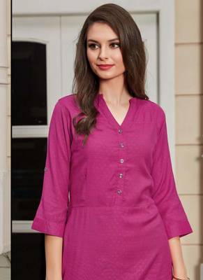 Magenta Rayon Woven Silk Kurtis 2