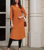 Orange Rayon Woven Silk Kurtis