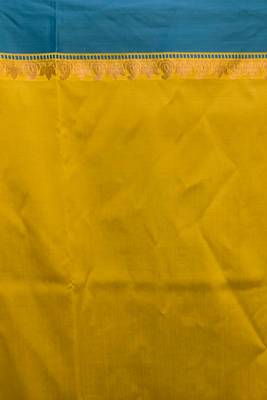 Yellow woven silk blend saree with blouse 4