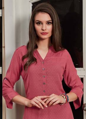 Dark Pink Rayon Woven Silk Kurtis 2