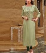Pastel Rayon Embroidered Embroidered Kurtis