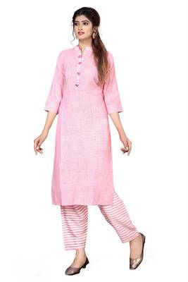 Pink plain cotton kurtas-and-kurtis 1