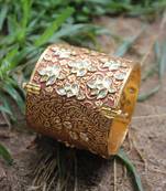 Pink Meeakari Gold Tone Kundan Inspired Bangle