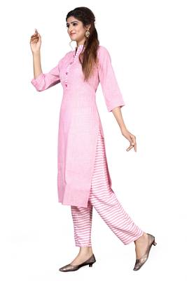 Pink plain cotton kurtas-and-kurtis 4