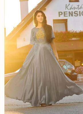 Grey Silk Embroidered Pakistani Kurtis 1