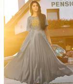 Grey Silk Embroidered Pakistani Kurtis
