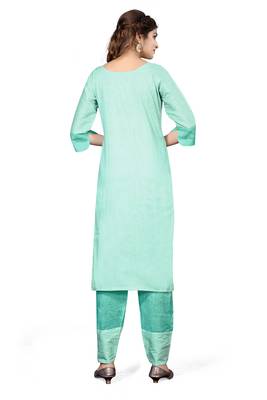 Sky-blue plain cotton kurtas-and-kurtis 2