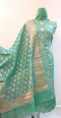 Women's Chanderi Banarasi Unstitched Suit Fabric 2