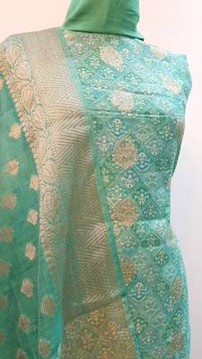 Women's Chanderi Banarasi Unstitched Suit Fabric 4