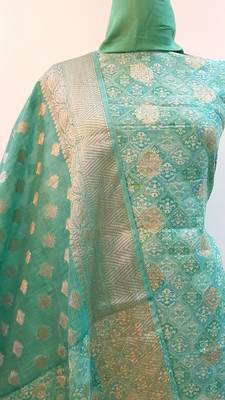 Women's Chanderi Banarasi Unstitched Suit Fabric 5