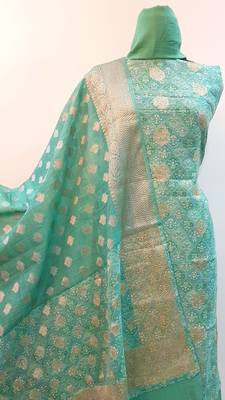 Women's Chanderi Banarasi Unstitched Suit Fabric 6
