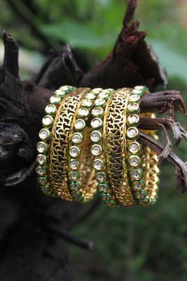 Gold Plated Kundan Inspired Bangle 1