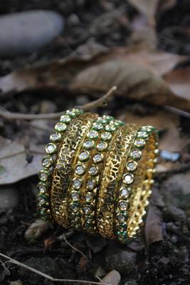 Gold Plated Kundan Inspired Bangle 2