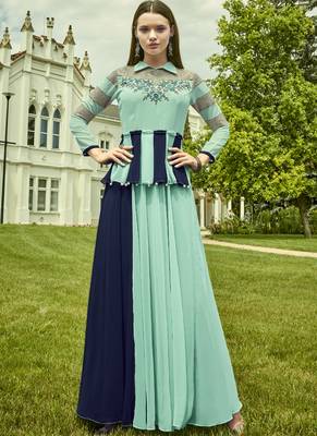 Sky Blue Georgette Embroidered Pakistani Kurtis 1